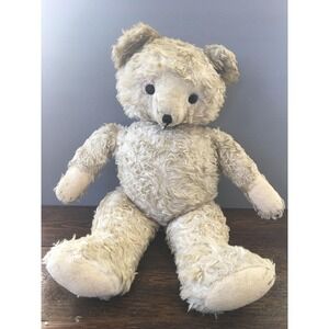 1950s stuffed teddy bear jointed wire arms blonde light hair vintage collectible